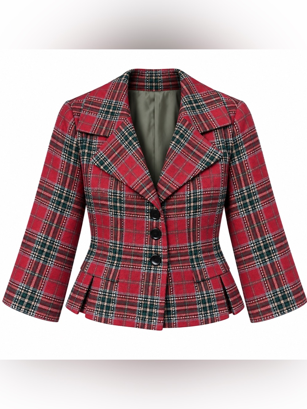 LAL Live a Little Women’s PXL Red Plaid Wool Blend Peplum Jacket Petite XL